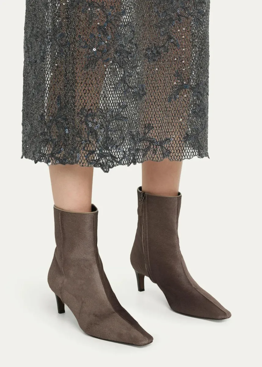Brunello Cucinelli 50mm Monili-Heel Calf Hair Ankle Boots | Thumbnail 2 Brunello Cucinelli 50mm Monili-Heel Calf Hair Ankle Boots | Thumbnail 2