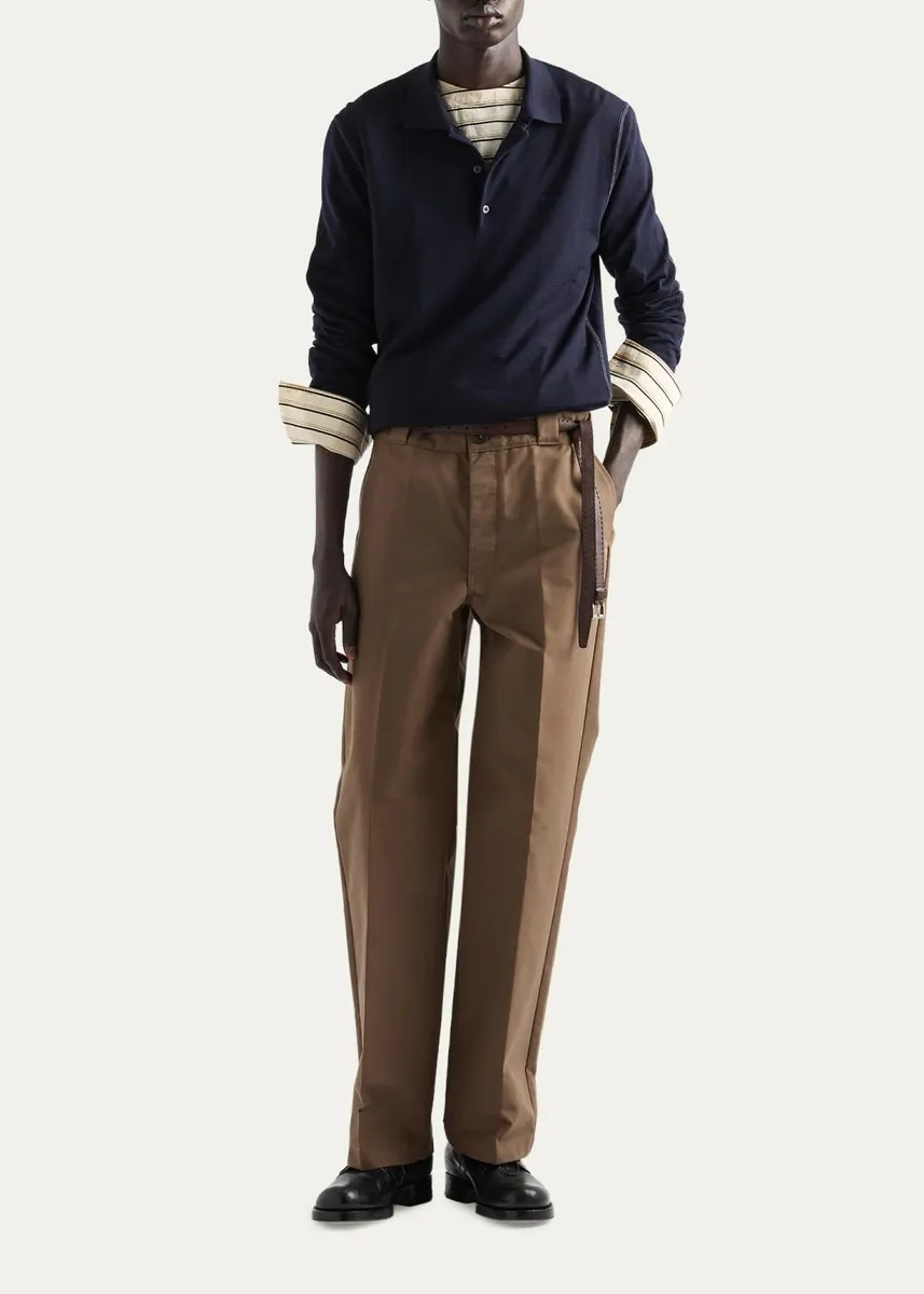 Prada Men's Technical Canvas Cotton Pants | Thumbnail 2