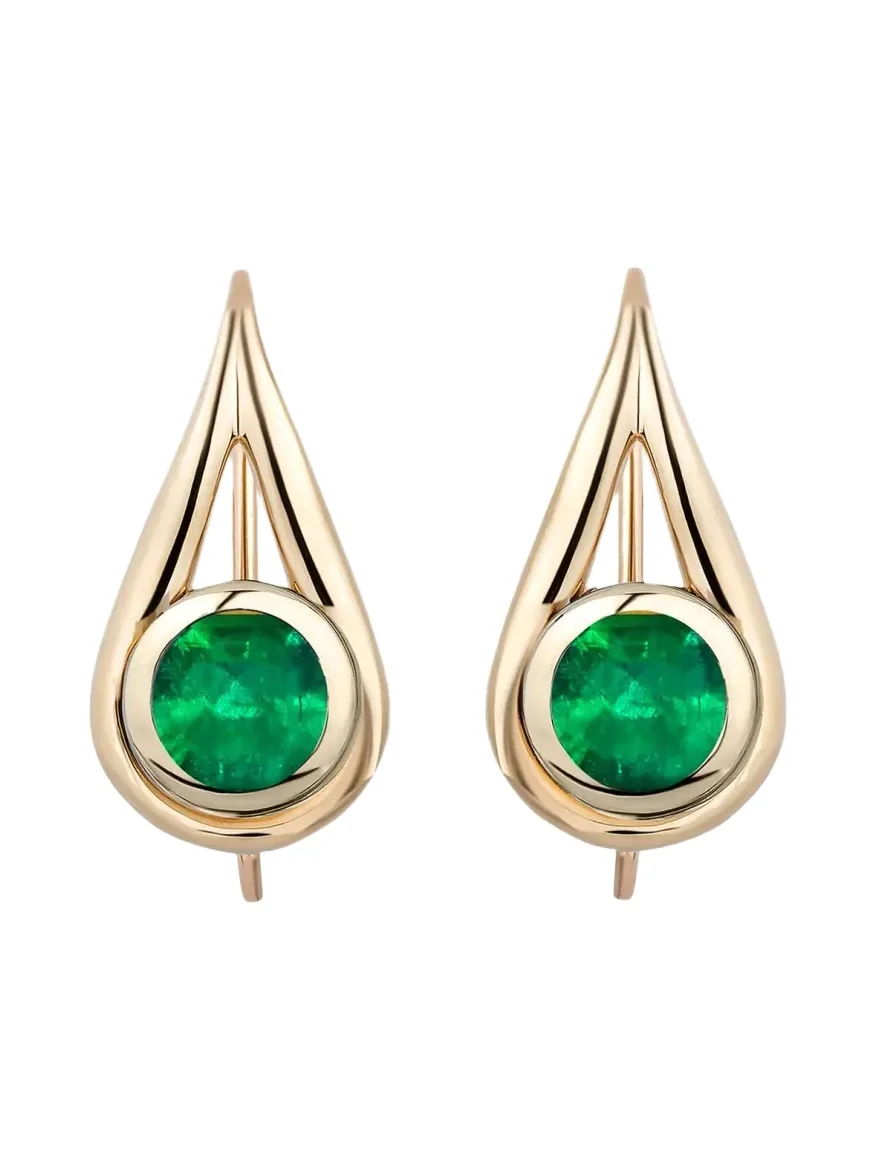 Mason and Books 14K Lasso Drop Earrings with Emeralds