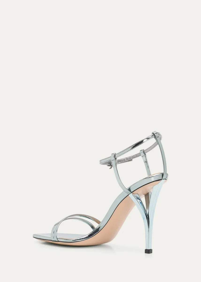 Gianvito Rossi 95mm Metallic Leather Ankle-Strap Sandals | Thumbnail 4