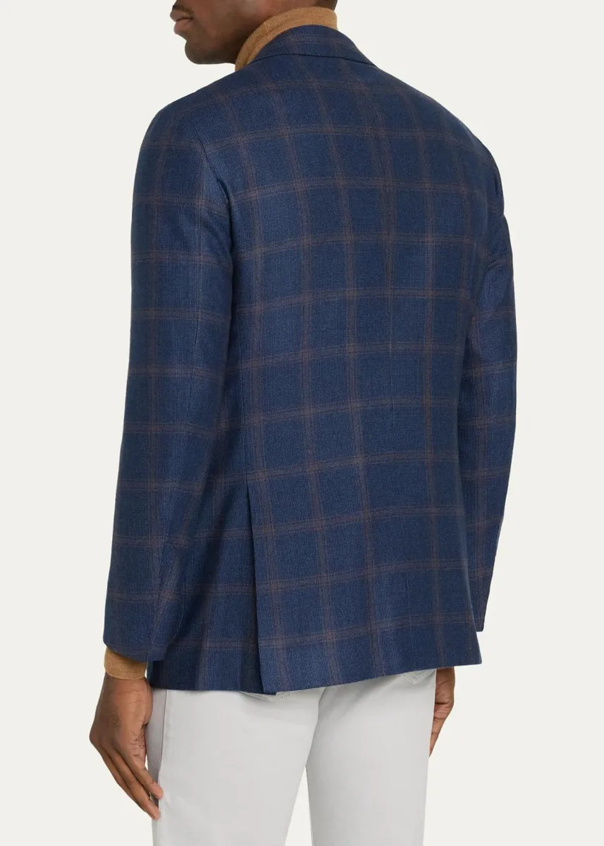 Kiton Men's Cashmere & Wool Windowpane Single-Breasted Sport Coat | Thumbnail 3 Kiton Men's Cashmere & Wool Windowpane Single-Breasted Sport Coat | Thumbnail 3