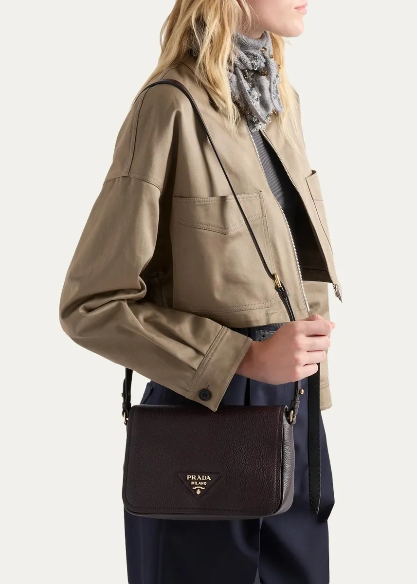 Prada Daino Flap Soft Leather Crossbody Bag | Thumbnail 4