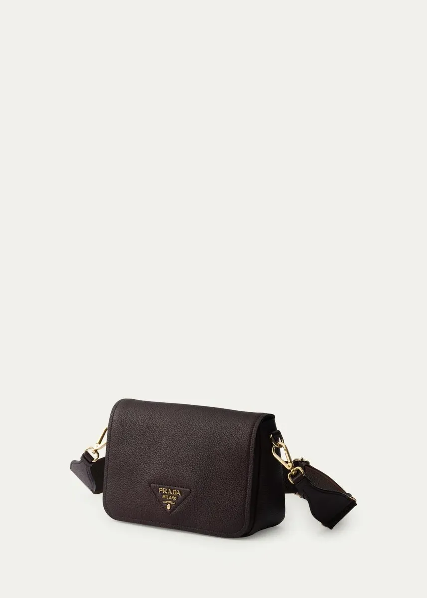 Prada Daino Flap Soft Leather Crossbody Bag | Thumbnail 5