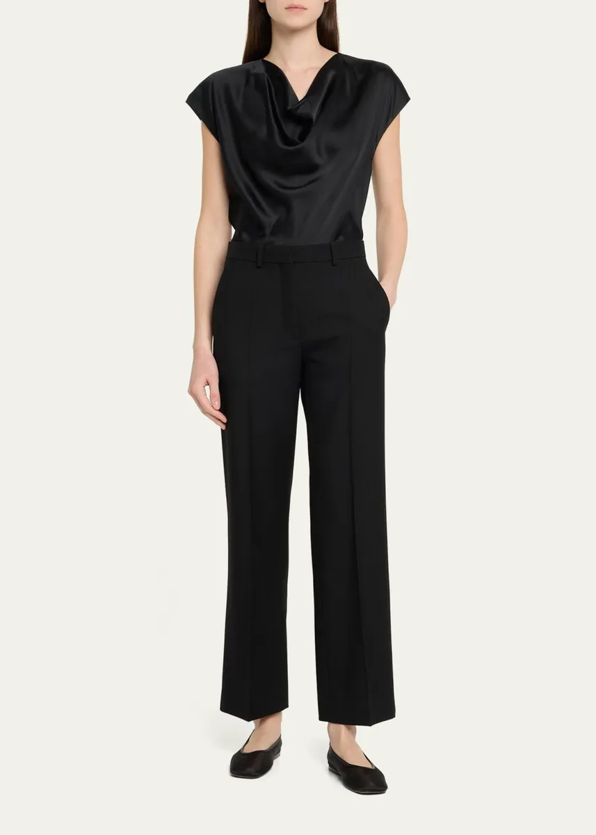 Vince Cowl-Neck Cap-Sleeve Satin Blouse | Thumbnail 2