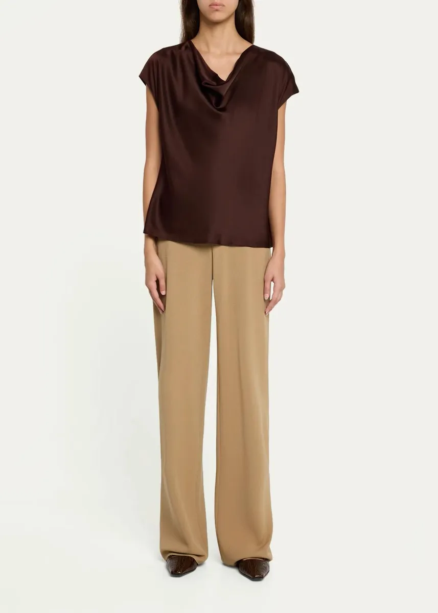 Vince Cowl-Neck Cap-Sleeve Satin Blouse | Thumbnail 6