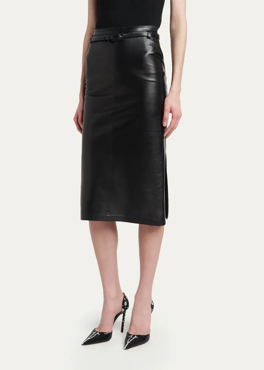 Tom Ford Silky Guanteria Lambskin Leather Belted Pencil Skirt | Thumbnail 4 Tom Ford Silky Guanteria Lambskin Leather Belted Pencil Skirt | Thumbnail 4