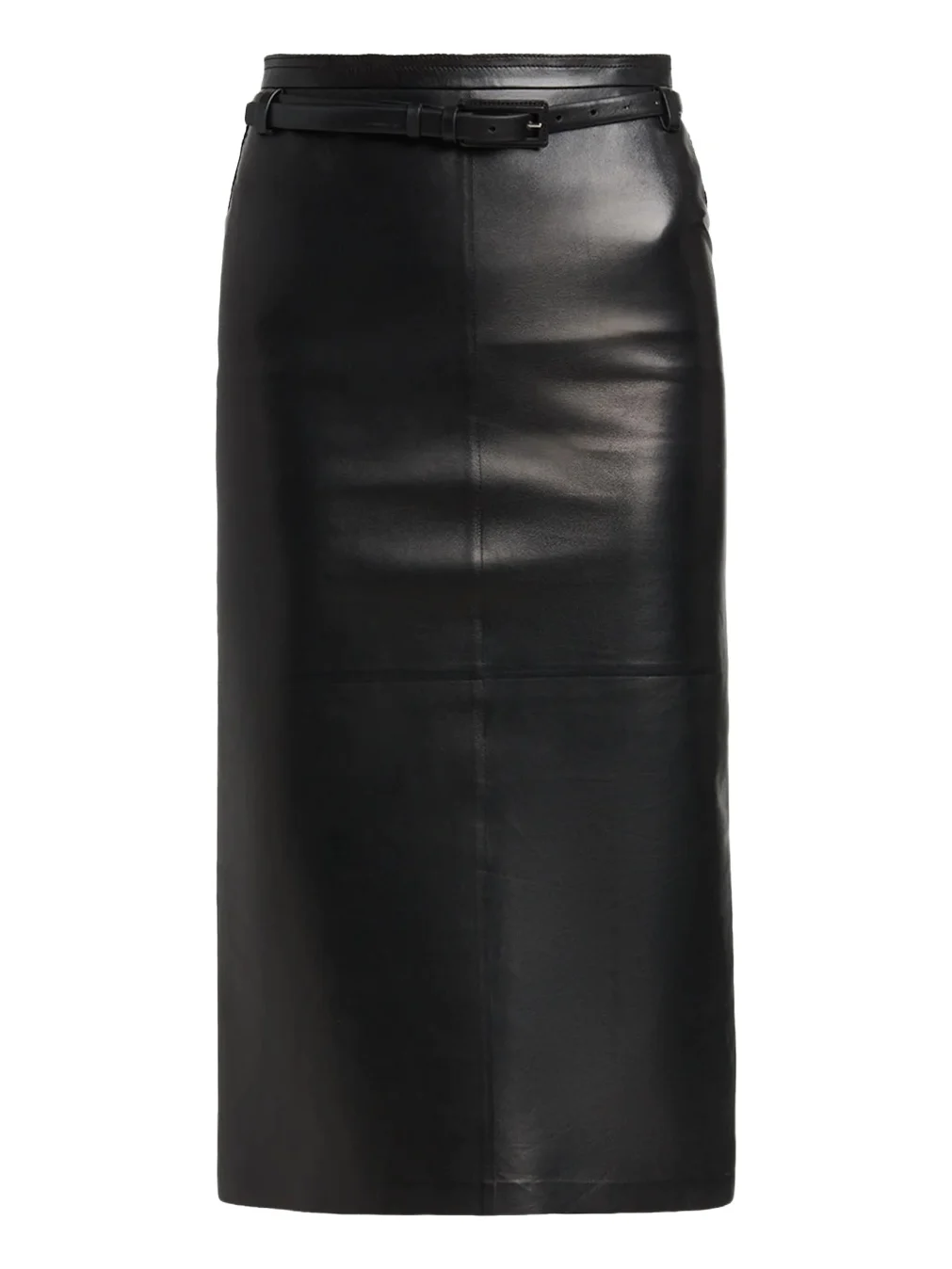 Silky Guanteria Lambskin Leather Belted Pencil Skirt Silky Guanteria Lambskin Leather Belted Pencil Skirt