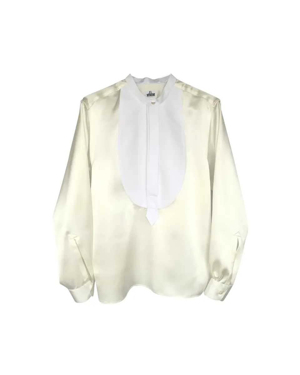 SÉBLINE Painter Cotton Poplin Bib Satin Shirt | Thumbnail 2 SÉBLINE Painter Cotton Poplin Bib Satin Shirt | Thumbnail 2