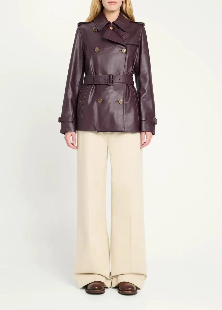 Burberry Kensington Leather Belted Short Trench Jacket | Thumbnail 2 Burberry Kensington Leather Belted Short Trench Jacket | Thumbnail 2