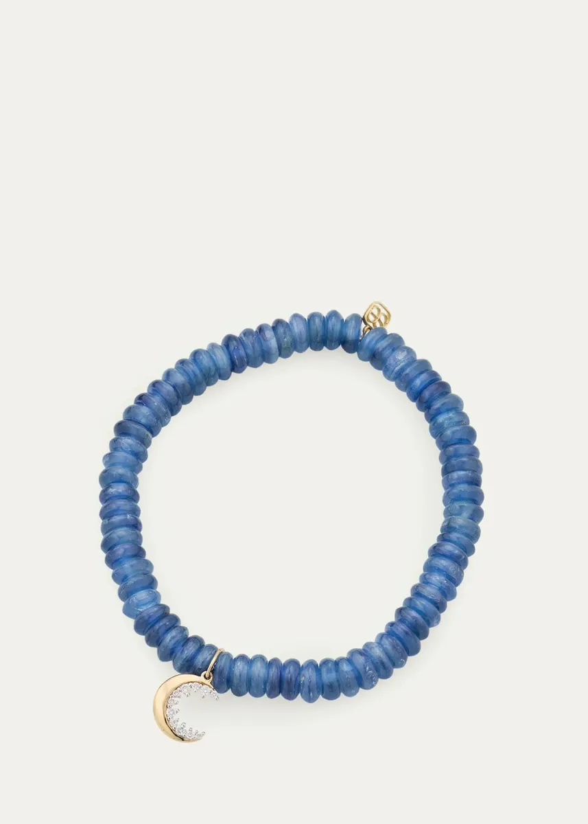 Sydney Evan 14K Small Cocktail Crescent Moon on Kyanite Stretch Bracelet | Thumbnail 3 Sydney Evan 14K Small Cocktail Crescent Moon on Kyanite Stretch Bracelet | Thumbnail 3