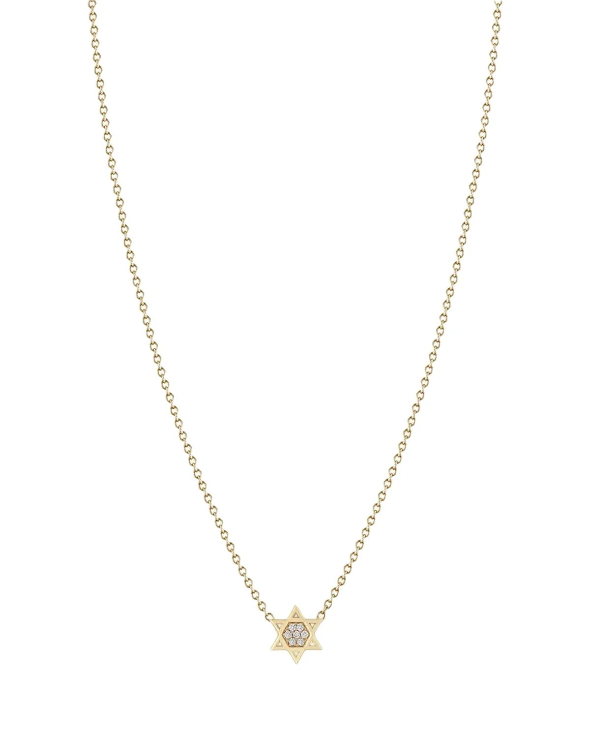 14K Midi Bitty Pave Diamond Star of David Necklace