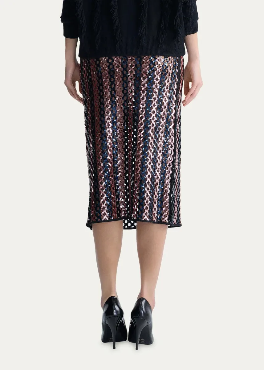 Diane von Furstenberg Novo Sequin Striped Midi Pencil Skirt | Thumbnail 3