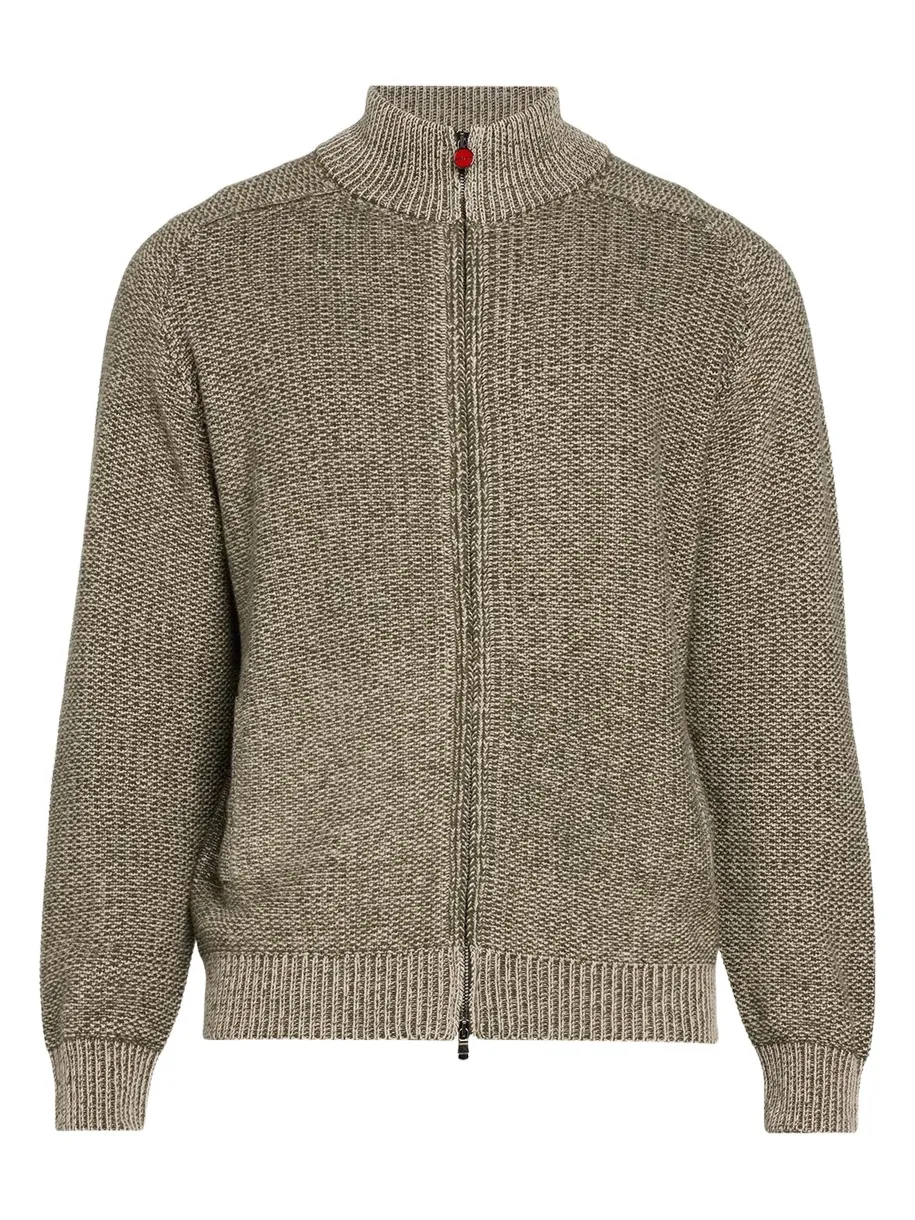 Kiton Men's Wool & Cashmere Mouline Full-Zip Cardigan