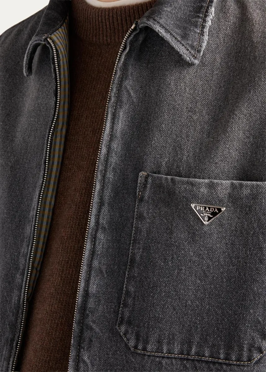 Prada Men's Zip-Front Denim Shirt | Thumbnail 5 Prada Men's Zip-Front Denim Shirt | Thumbnail 5