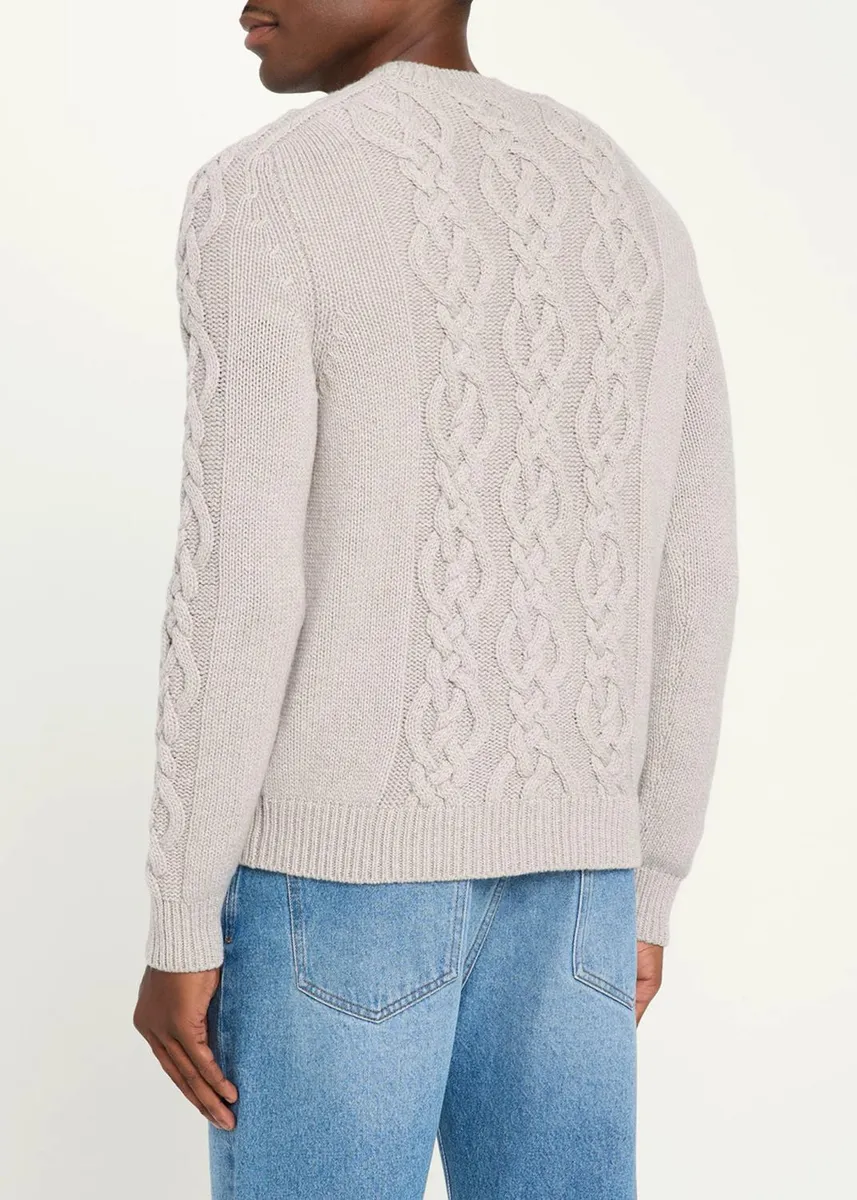 Iris Von Arnim Men's Cashmere Cable Crewneck Sweater | Thumbnail 3