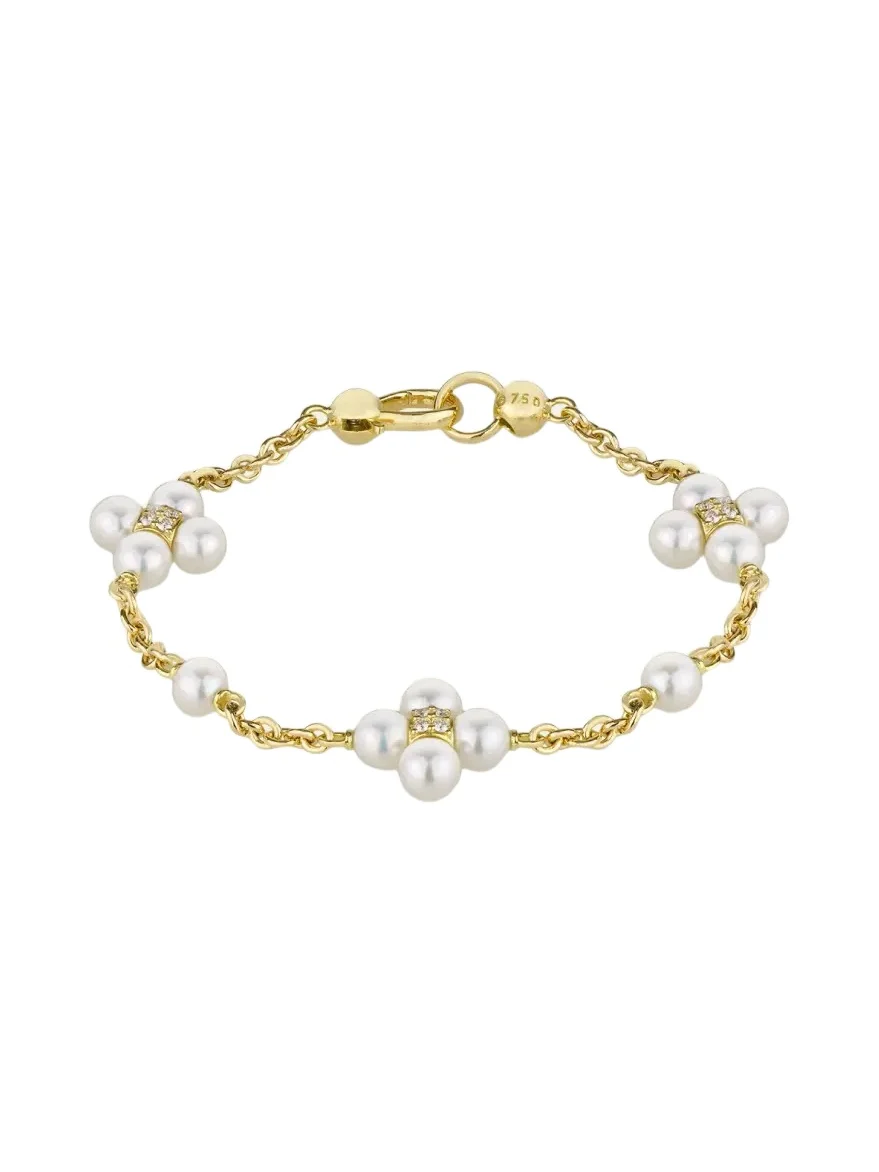 Paul Morelli 18K Yellow Gold Pearl and Diamond Sequence Bracelet