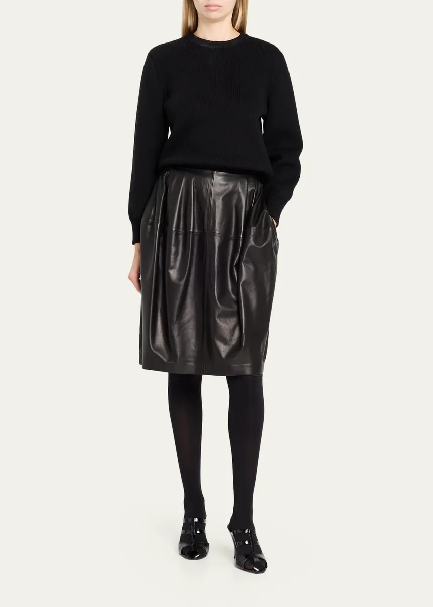 TOTEME Short Sculptural Leather Skirt | Thumbnail 2