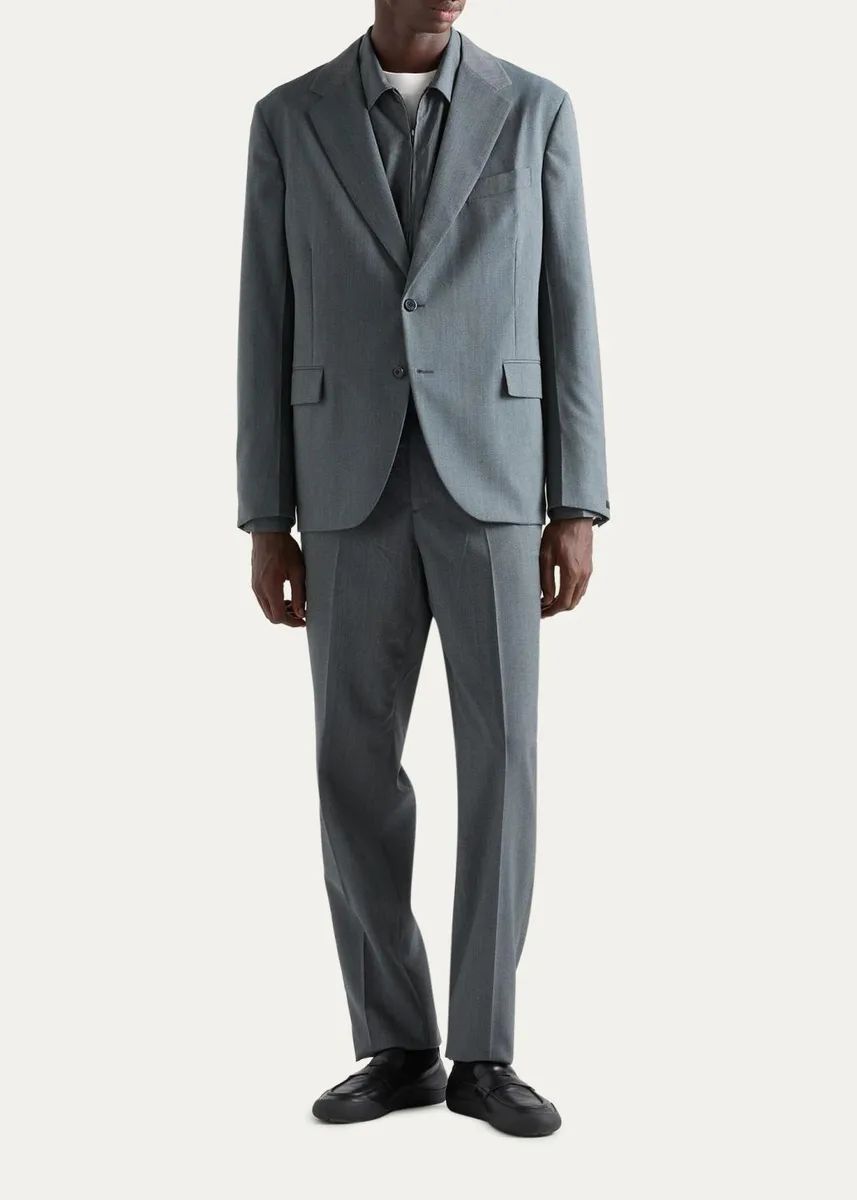 Prada Men's Mouliné Wool Single-Breasted Blazer | Thumbnail 2