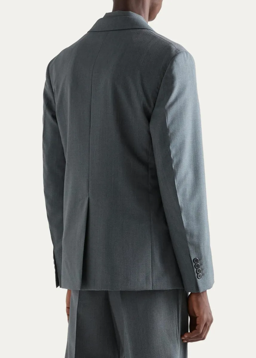 Prada Men's Mouliné Wool Single-Breasted Blazer | Thumbnail 3