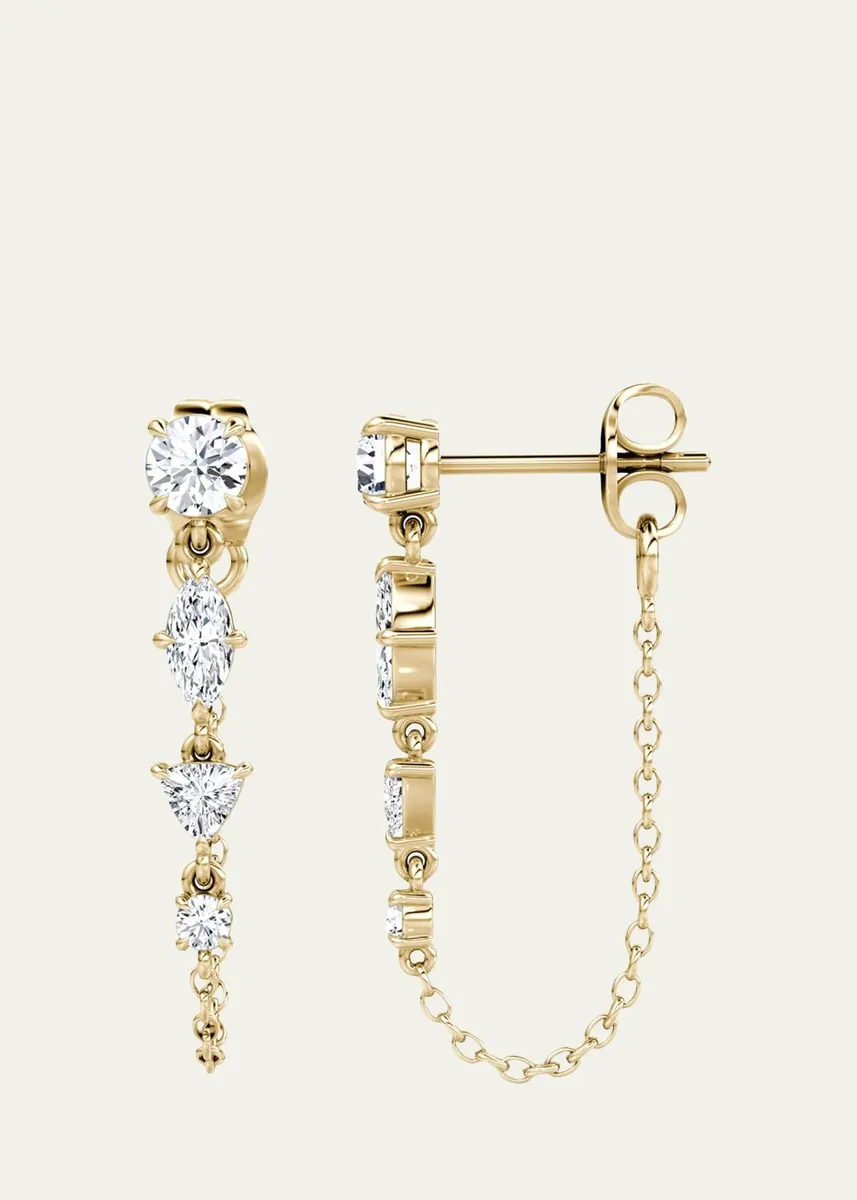 VRAI 14K Yellow Gold Lab-Grown Diamond Mixed Shape Chain Earrings | Thumbnail 2