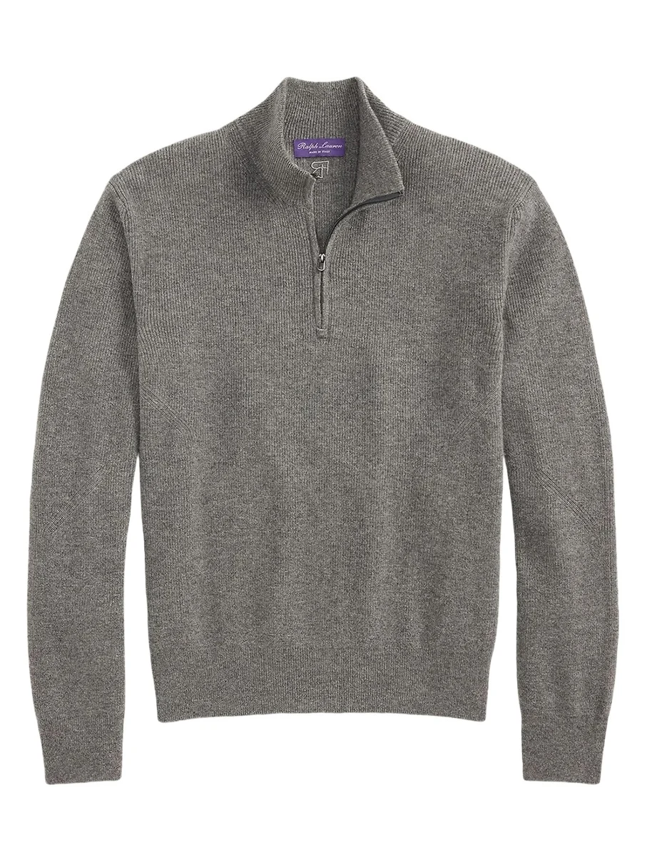 Ralph Lauren Purple Label Men's Textured Cashmere Quarter-Zip Sweater