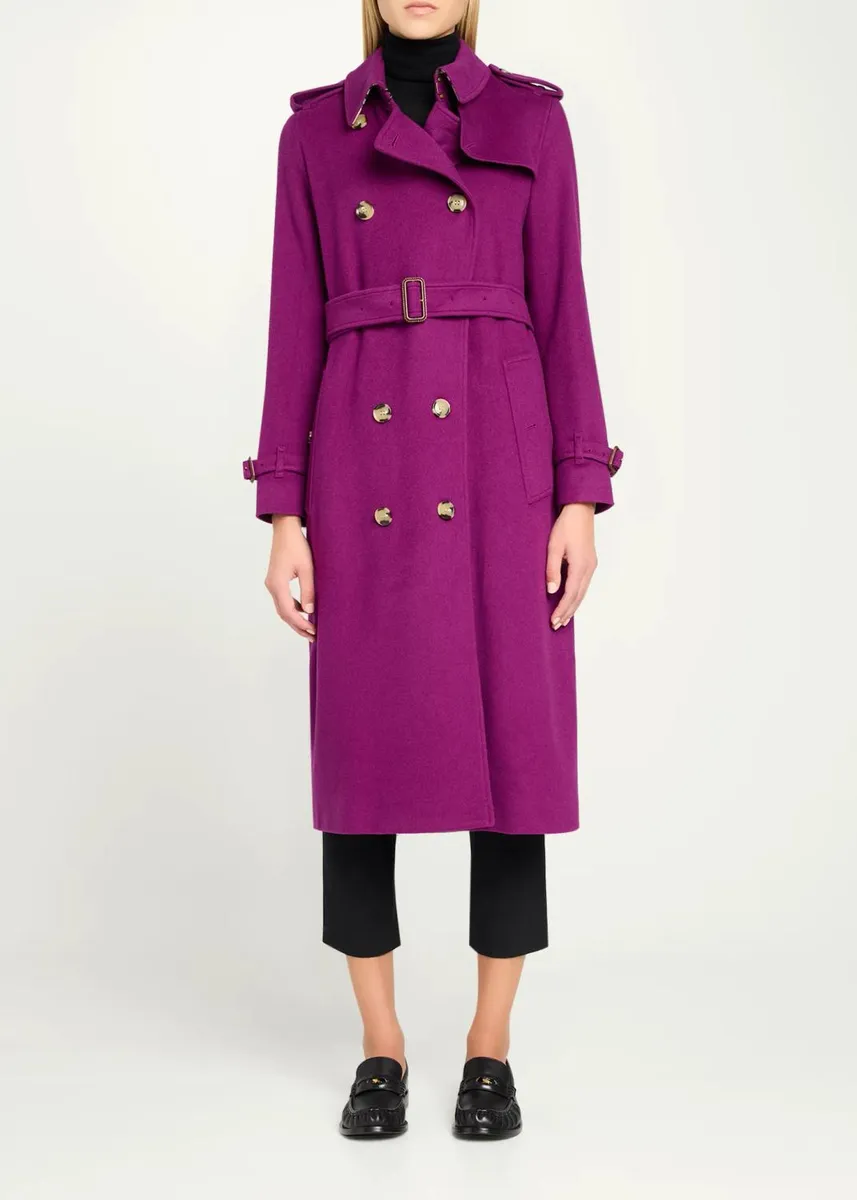 Burberry Kensington Double-Breasted Trench Coat in Brushed Cashmere | Thumbnail 2