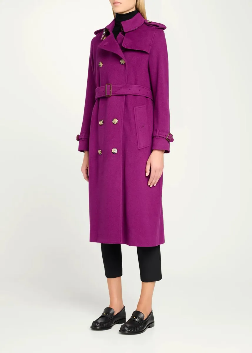 Burberry Kensington Double-Breasted Trench Coat in Brushed Cashmere | Thumbnail 4