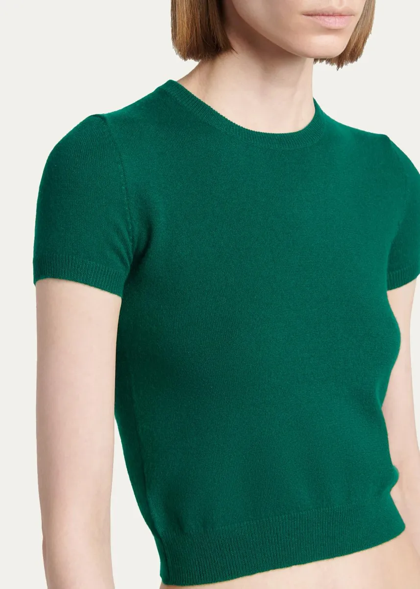 Tom Ford Vintage Washed Cashmere Short-Sleeve Crop Sweater | Thumbnail 5