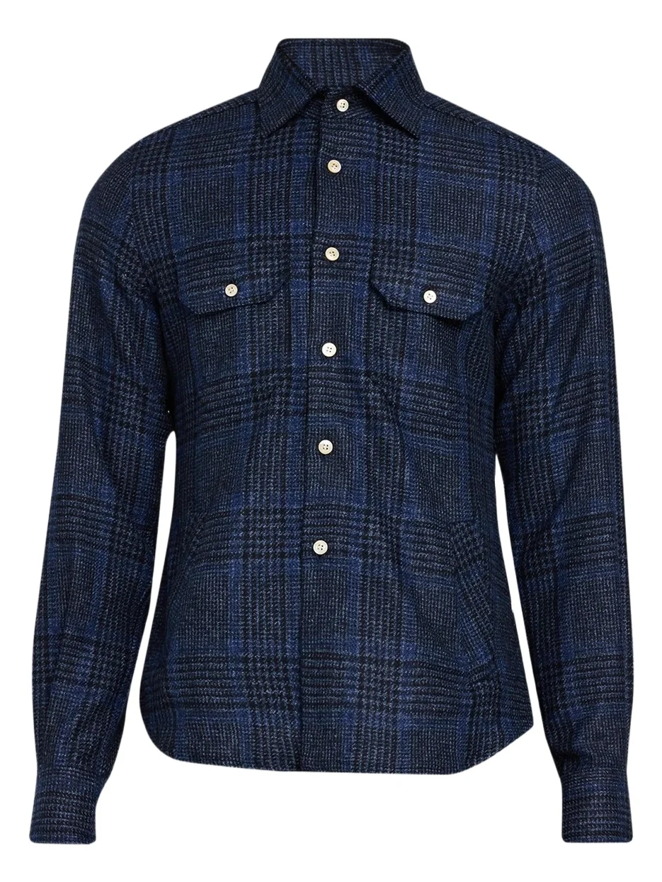 Kiton Men's Cashmere Plaid Overshirt