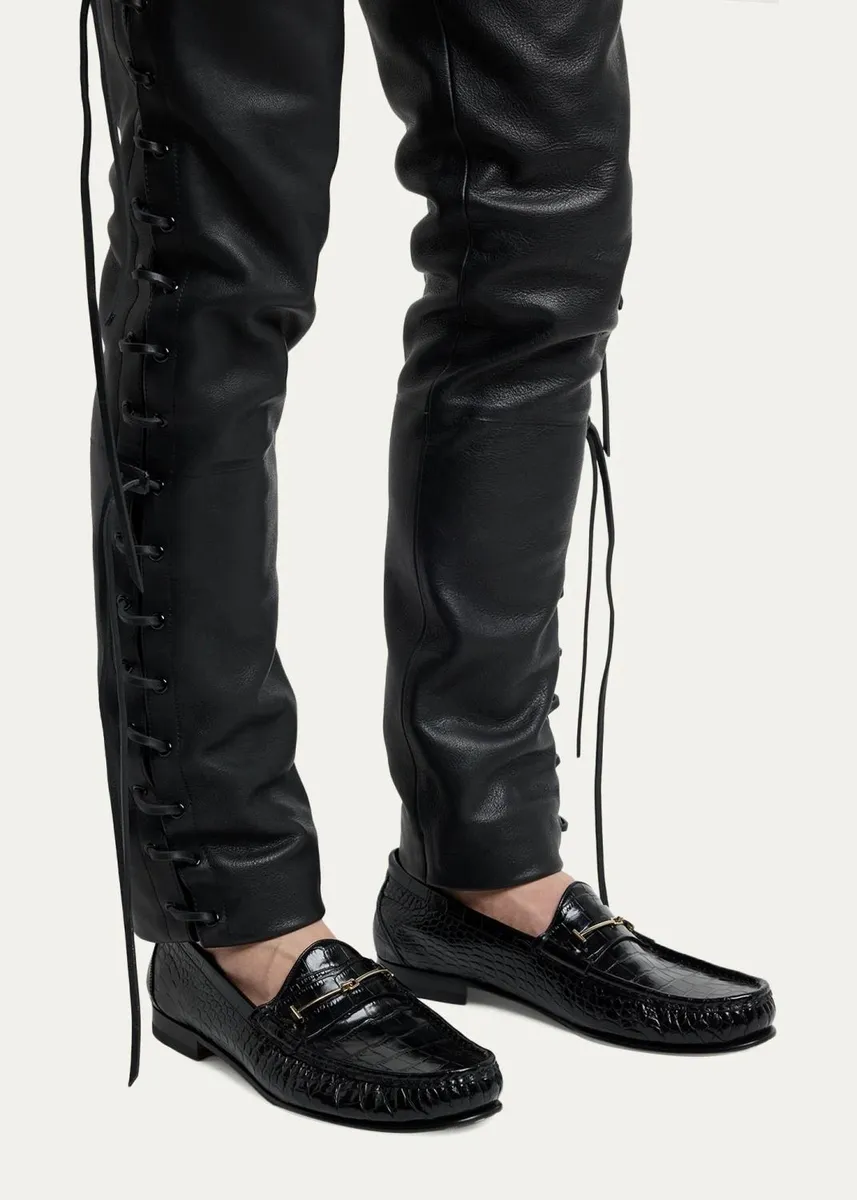 Tom Ford Men's Oscar Croc-Embossed Leather Loafers | Thumbnail 2