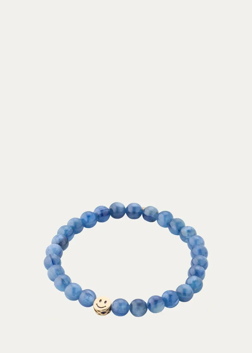 Sydney Evan 14K Lapis Inlay Icon Bead Happy Face on Kyanite Bead Bracelet | Thumbnail 4