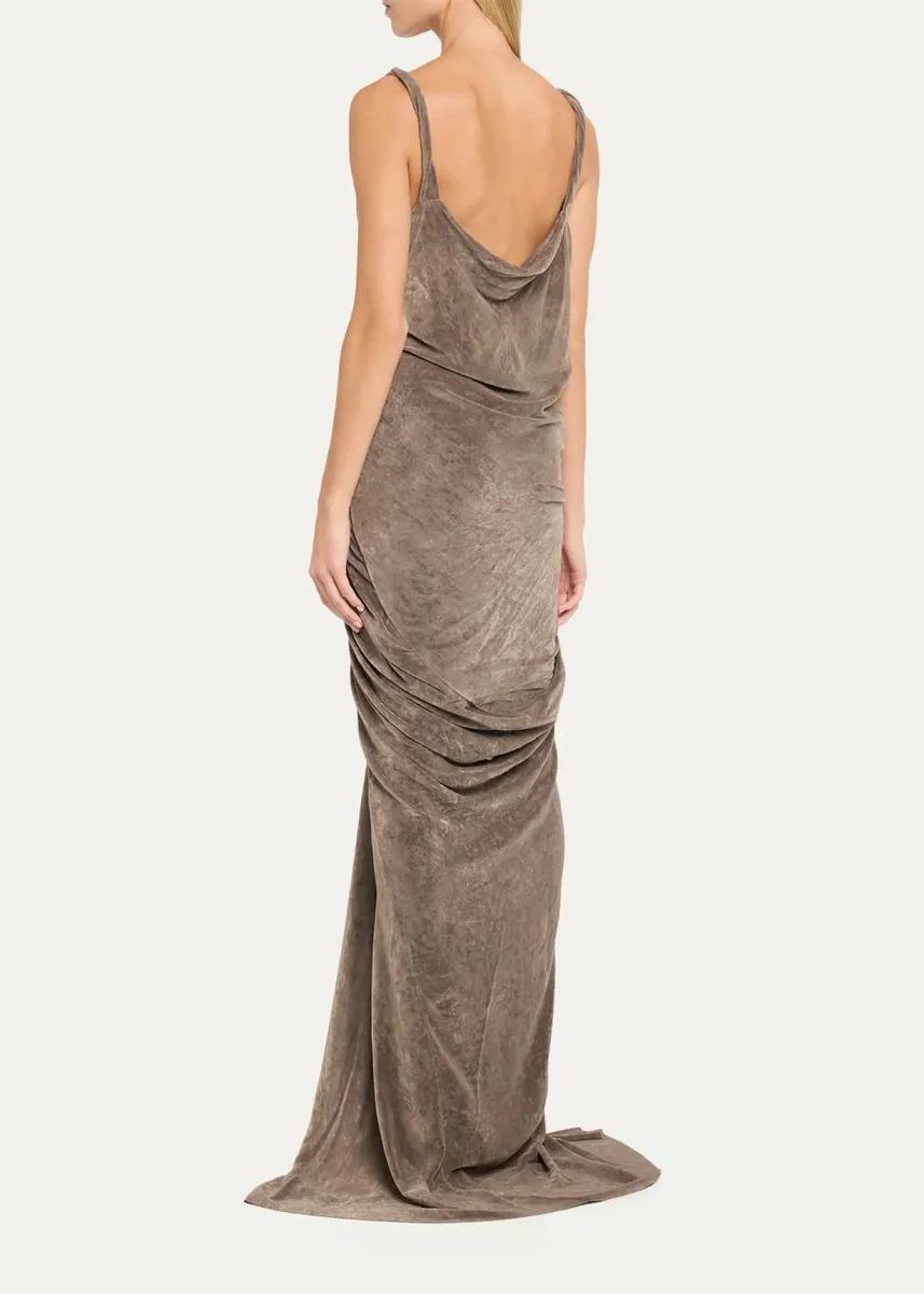 Rick Owens Strutter Twisted Drape Velvet Slit Maxi Dress | Thumbnail 3 Rick Owens Strutter Twisted Drape Velvet Slit Maxi Dress | Thumbnail 3