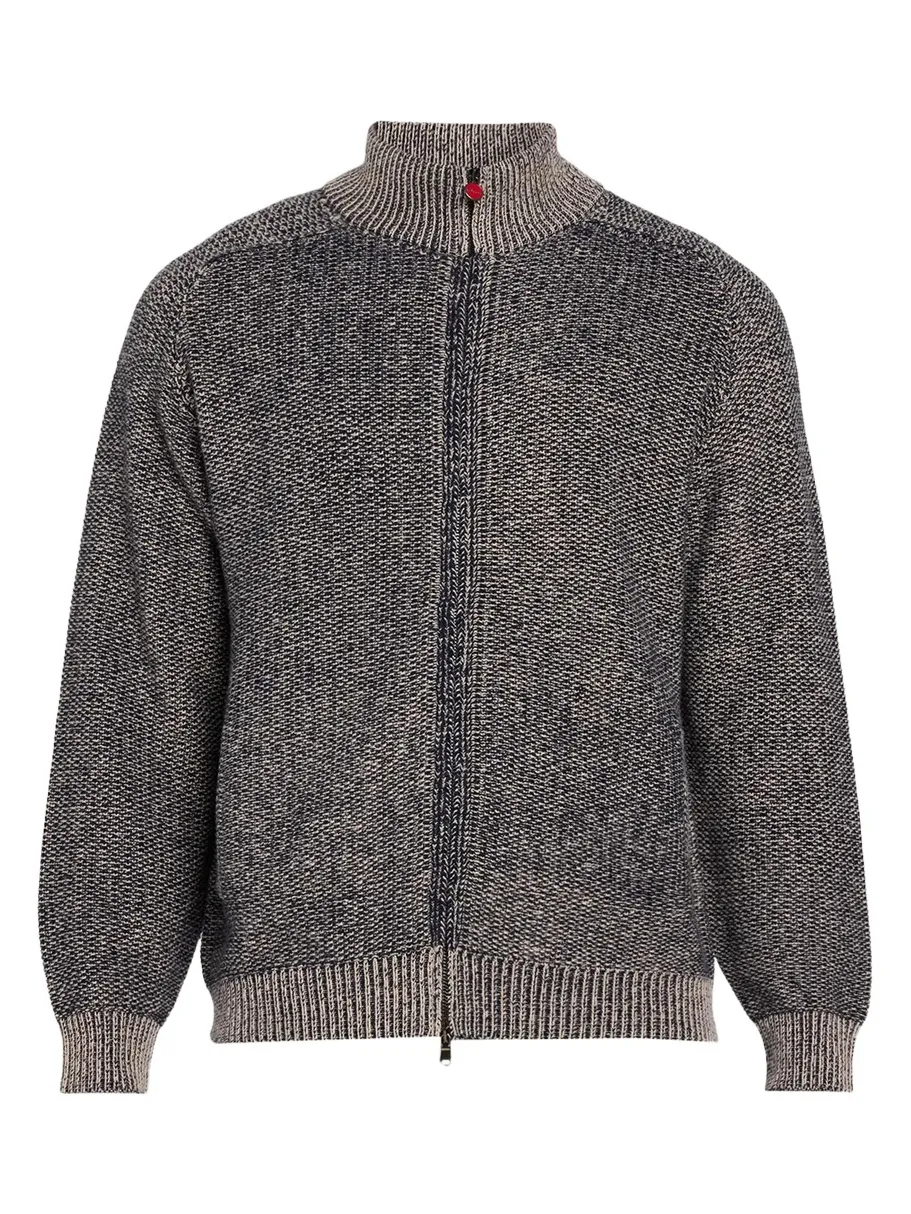 Kiton Men's Wool and Cashmere Mouline Full-Zip Cardigan