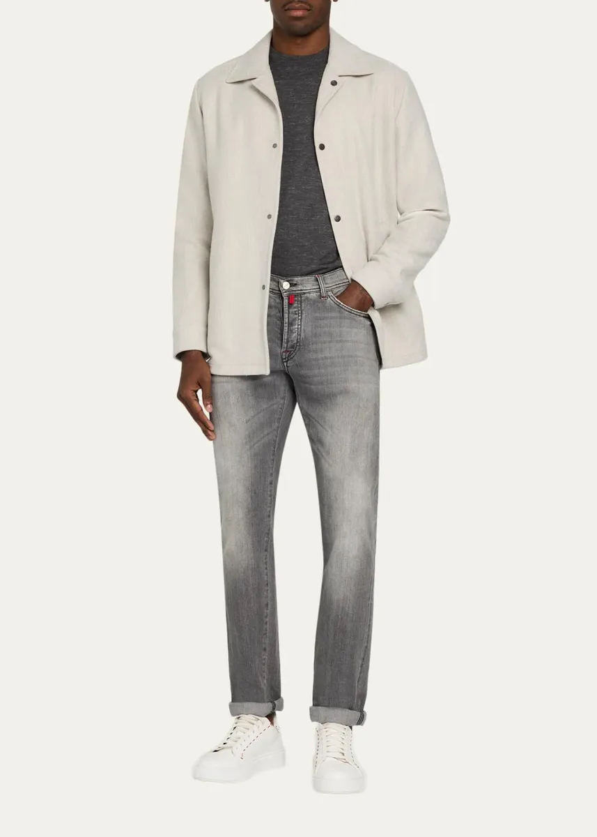 Kiton Men's Virgin Wool Snap-Front Shirt Jacket | Thumbnail 2