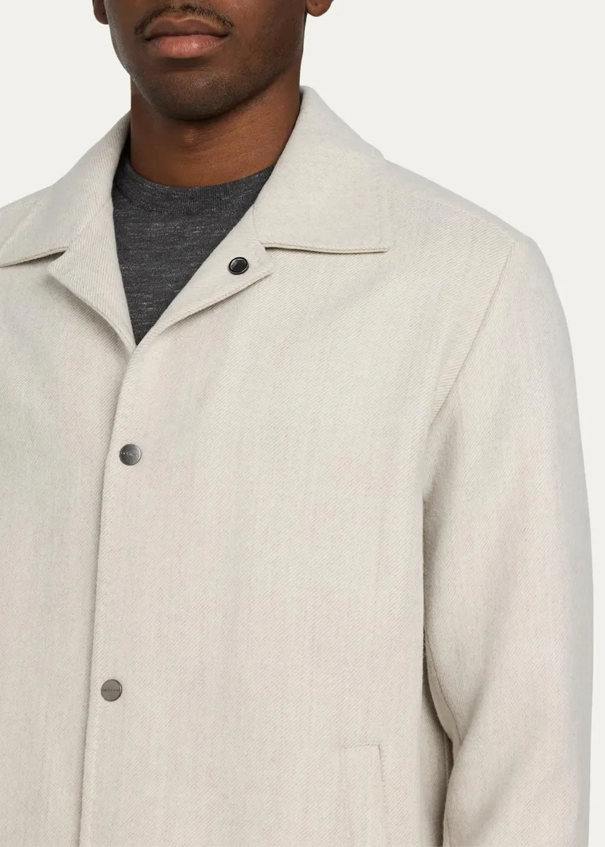 Kiton Men's Virgin Wool Snap-Front Shirt Jacket | Thumbnail 5