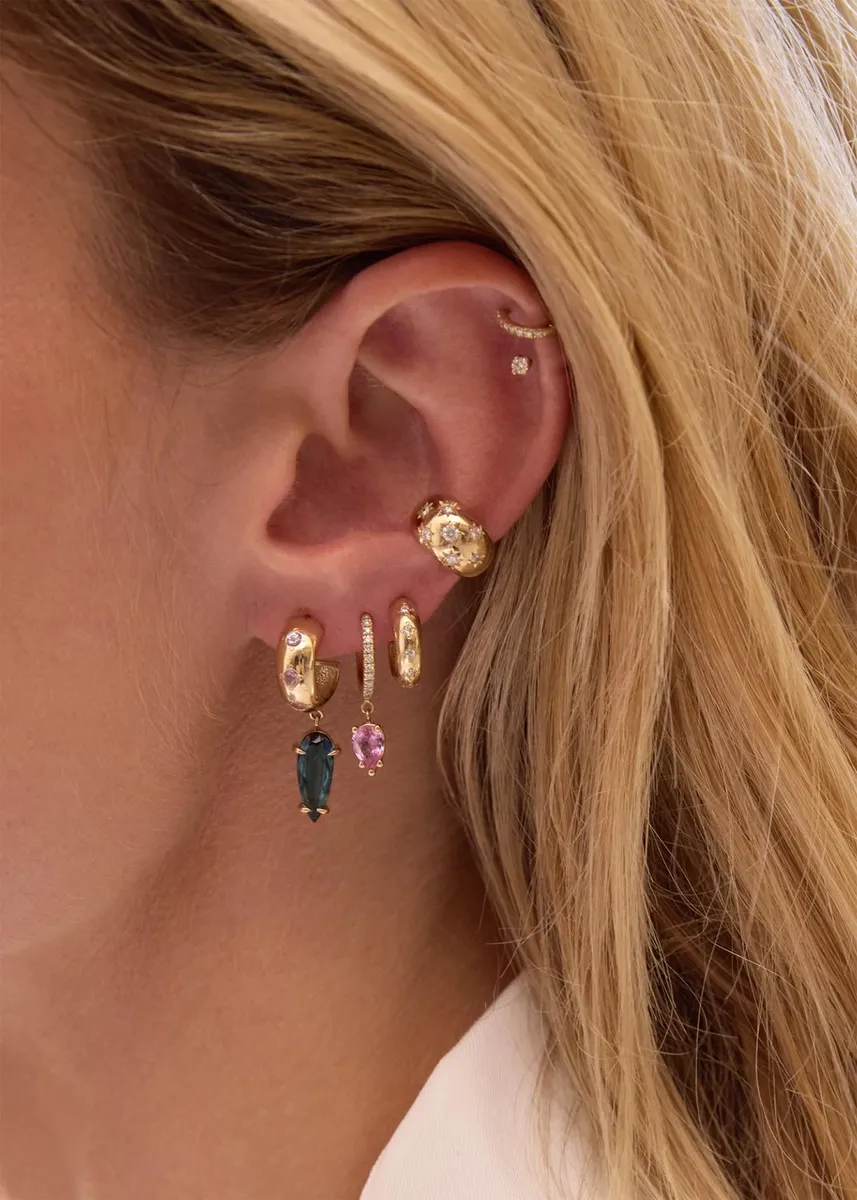 Zoë Chicco 14K Diamond Chubby Huggie Hoop Earrings | Thumbnail 2