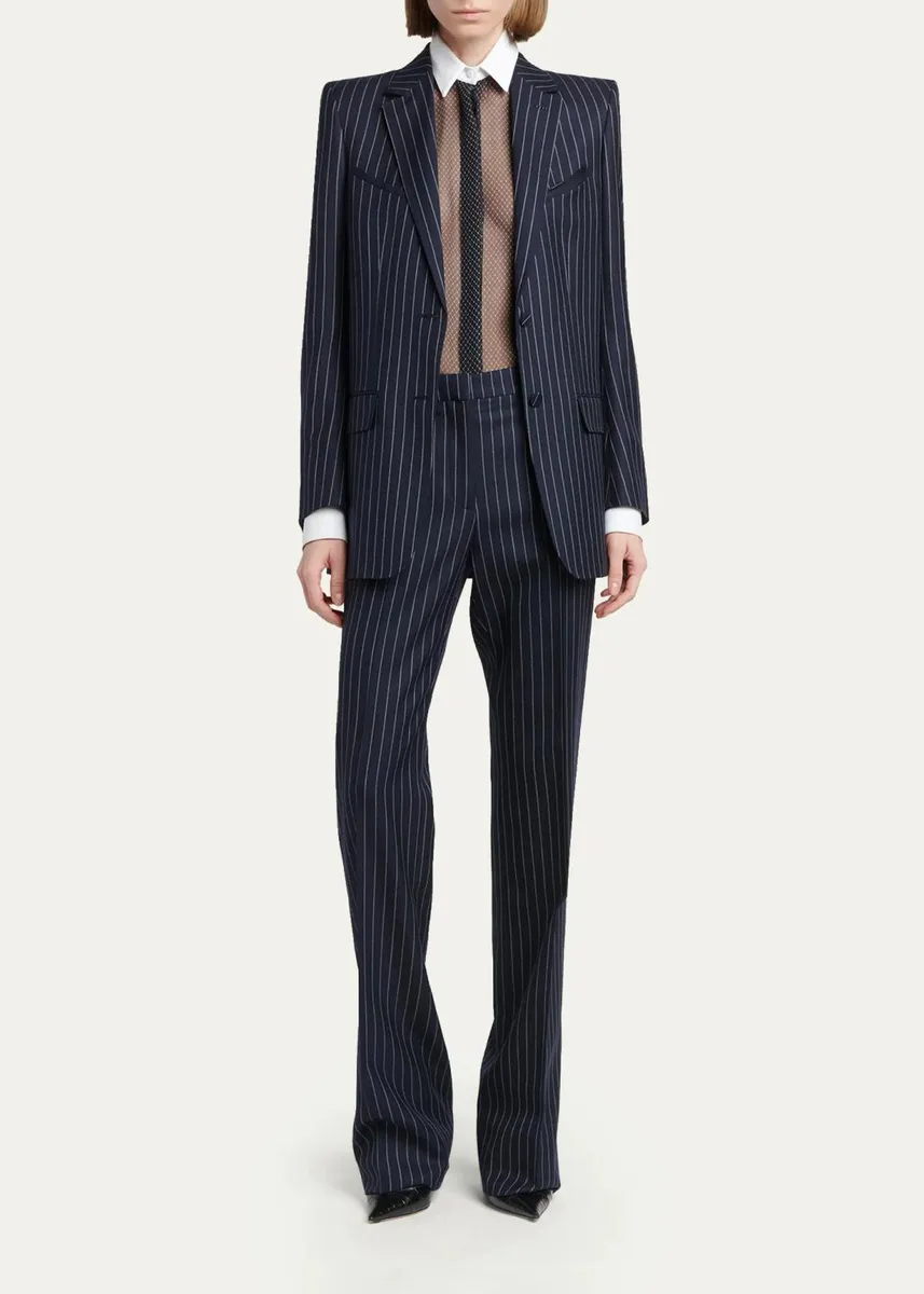 Tom Ford Corded Chalkstripe Wool Single-Breasted Western Jacket | Thumbnail 2 Tom Ford Corded Chalkstripe Wool Single-Breasted Western Jacket | Thumbnail 2