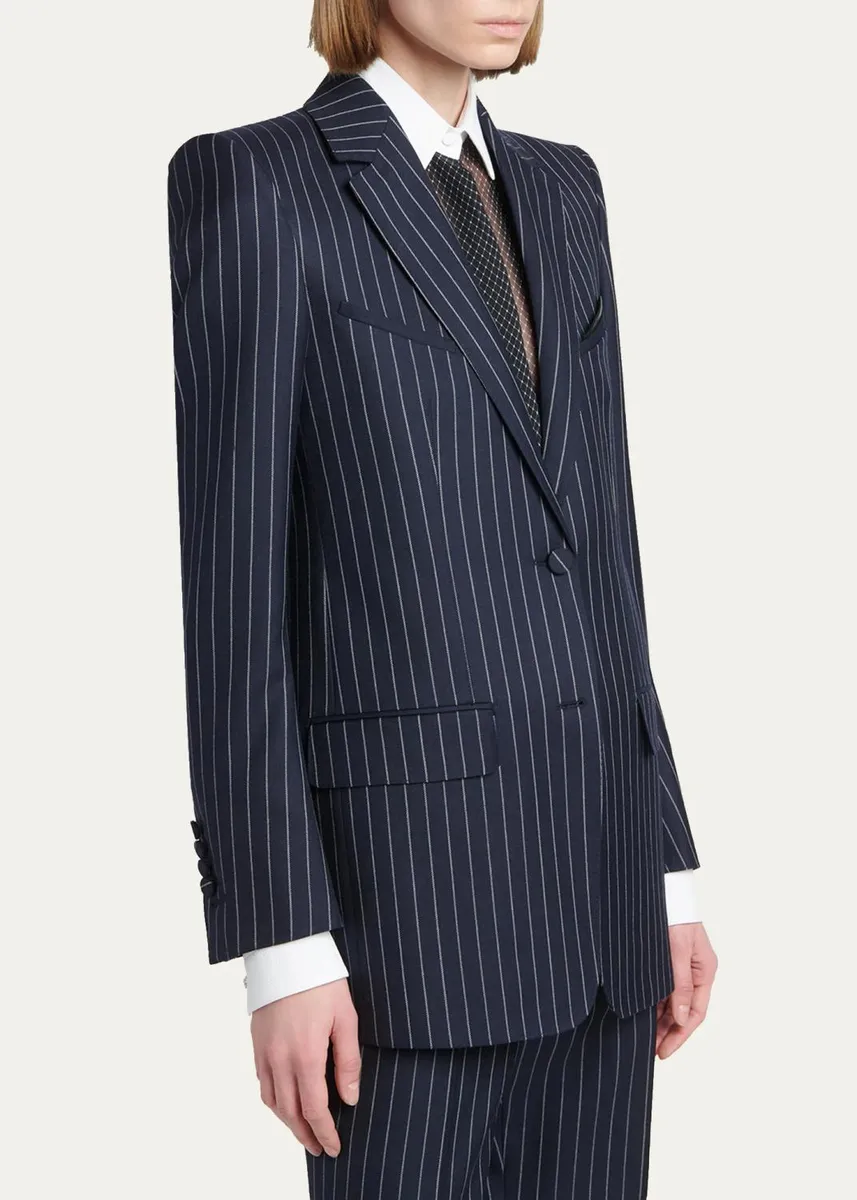 Tom Ford Corded Chalkstripe Wool Single-Breasted Western Jacket | Thumbnail 4 Tom Ford Corded Chalkstripe Wool Single-Breasted Western Jacket | Thumbnail 4