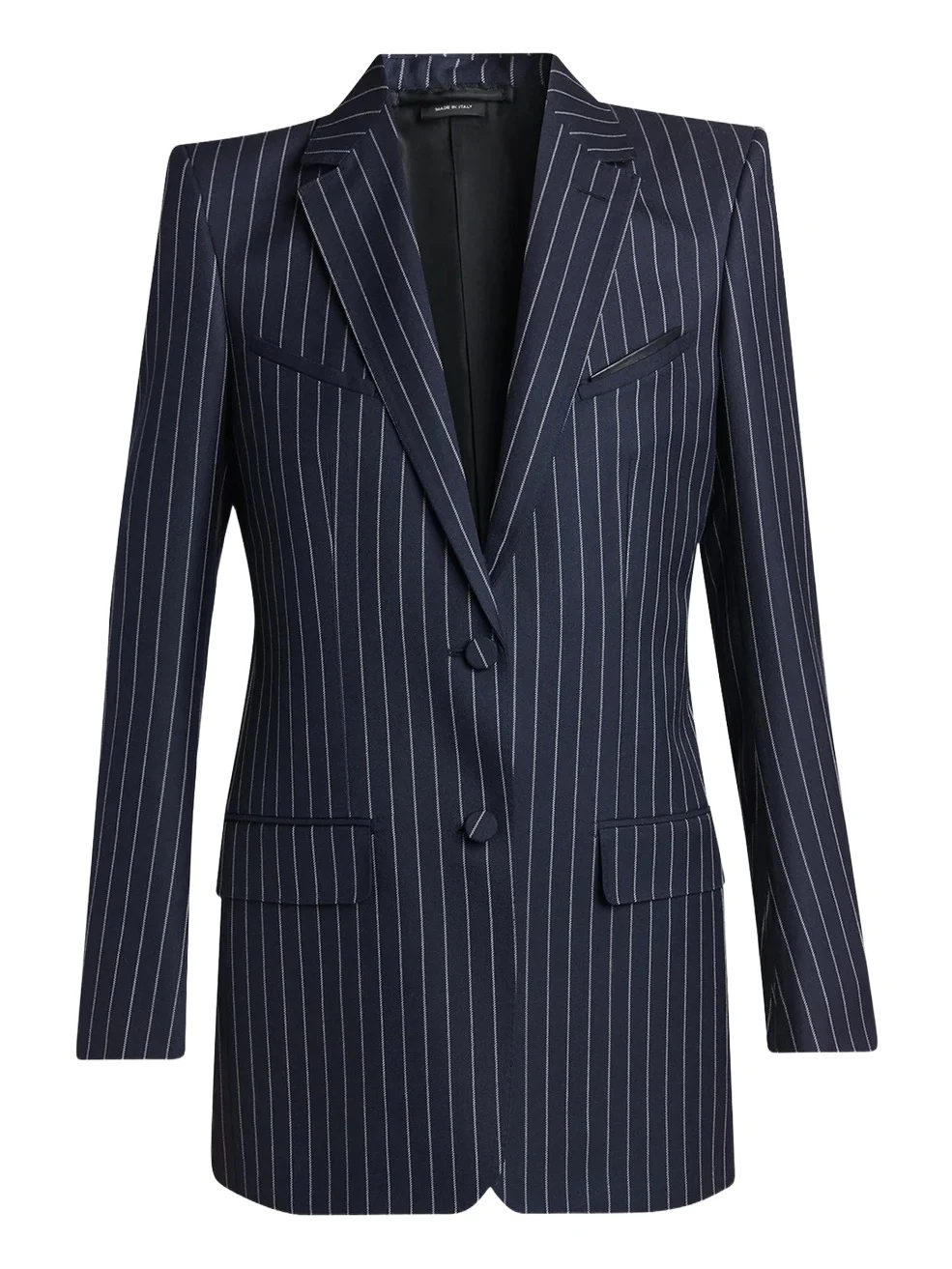 Corded Chalkstripe Wool Single-Breasted Western Jacket Corded Chalkstripe Wool Single-Breasted Western Jacket