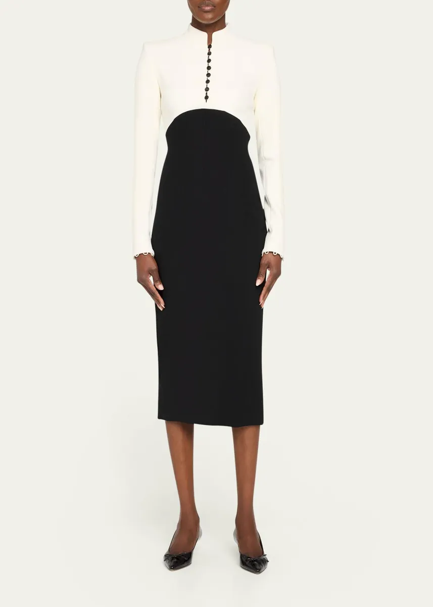 Sergio Hudson Colorblocked Stretch Wool Crêpe Cocktail Dress | Thumbnail 2 Sergio Hudson Colorblocked Stretch Wool Crêpe Cocktail Dress | Thumbnail 2