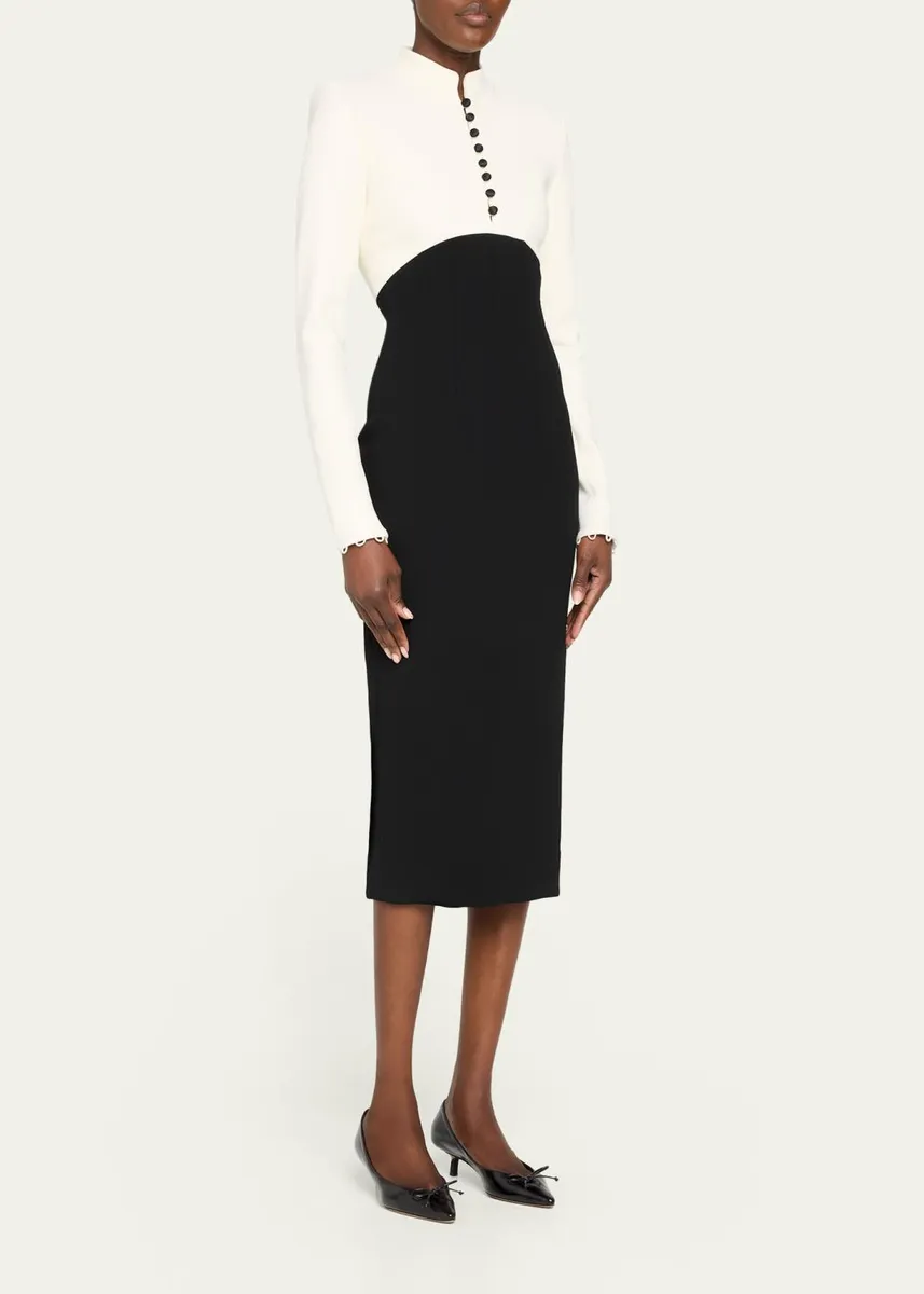 Sergio Hudson Colorblocked Stretch Wool Crêpe Cocktail Dress | Thumbnail 4 Sergio Hudson Colorblocked Stretch Wool Crêpe Cocktail Dress | Thumbnail 4