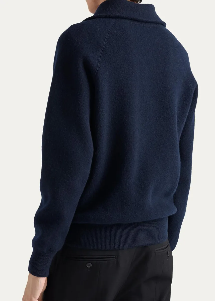 Prada Men's Wool and Cashmere Polo Sweater | Thumbnail 3 Prada Men's Wool and Cashmere Polo Sweater | Thumbnail 3