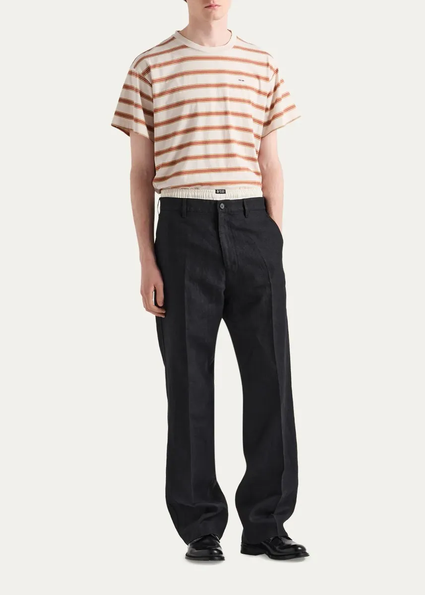 Prada Men's Wide-Leg Linen Pants | Thumbnail 2
