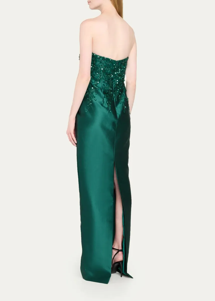 PAMELLA ROLAND Beaded Strapless Silk Column Gown | Thumbnail 3