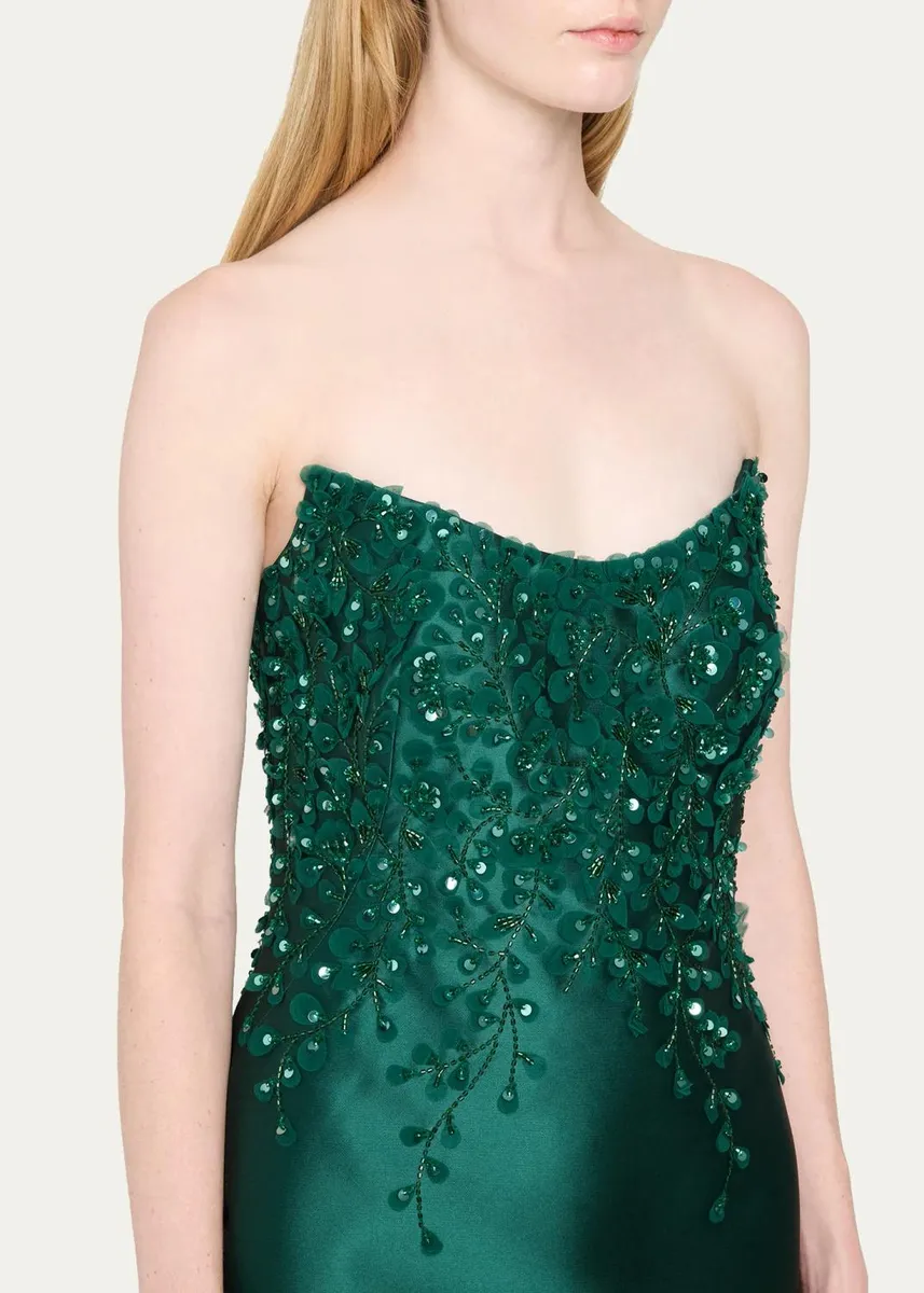 PAMELLA ROLAND Beaded Strapless Silk Column Gown | Thumbnail 5