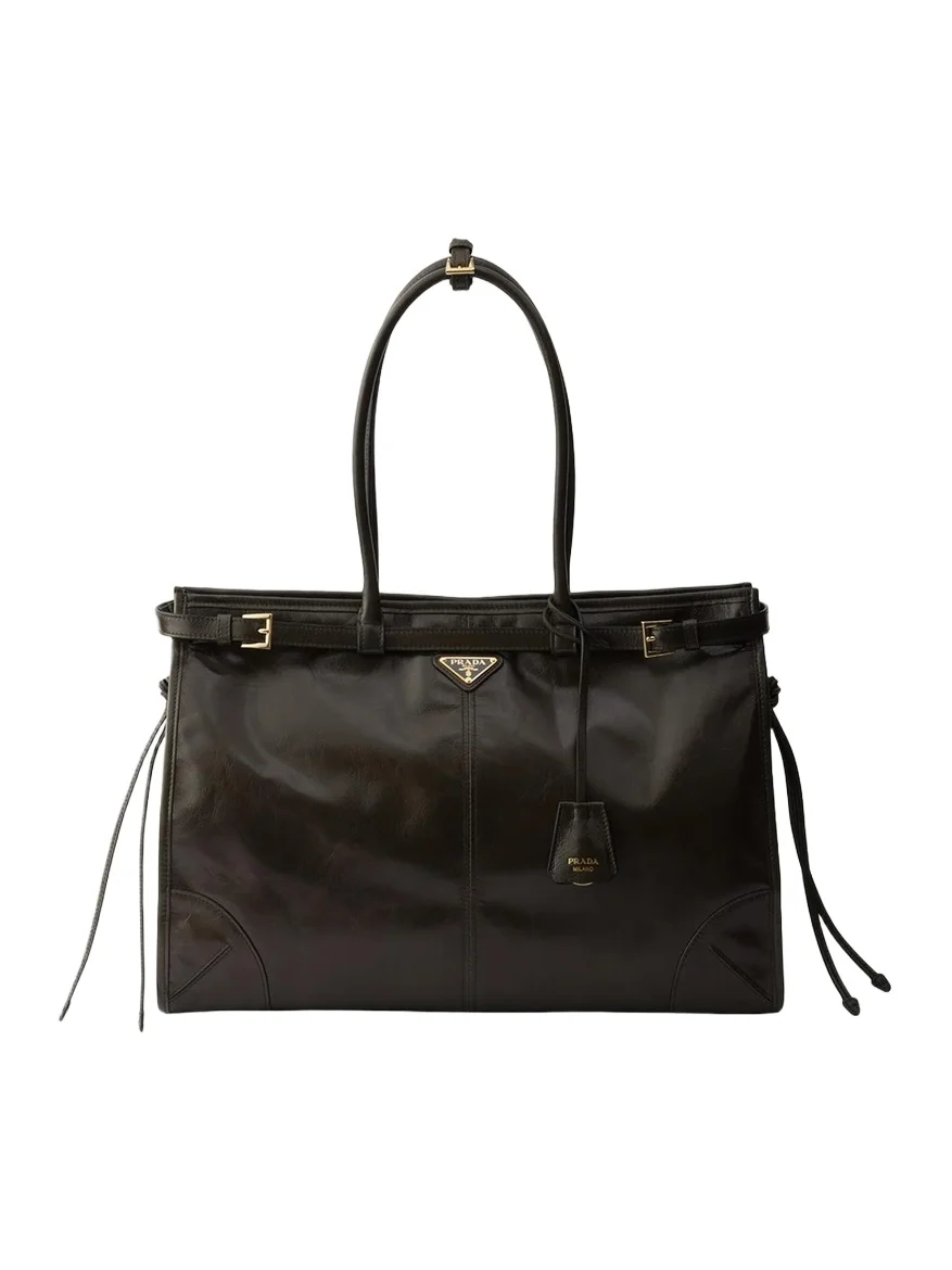 Prada Bonnie Glossy Leather Tote Bag