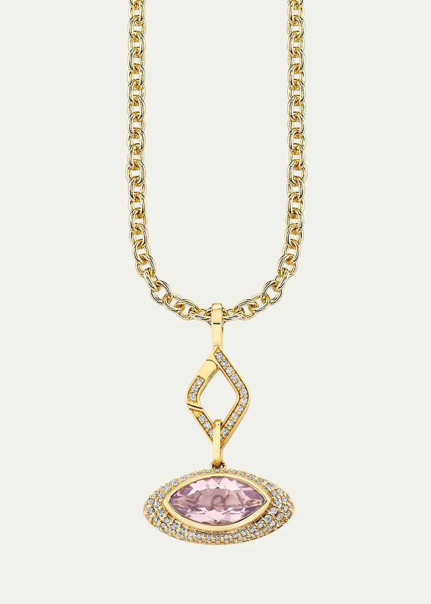 Sydney Evan 14K Faceted Lavender Topaz Marquise Eye with Diamonds Charm Necklace | Thumbnail 2 Sydney Evan 14K Faceted Lavender Topaz Marquise Eye with Diamonds Charm Necklace | Thumbnail 2