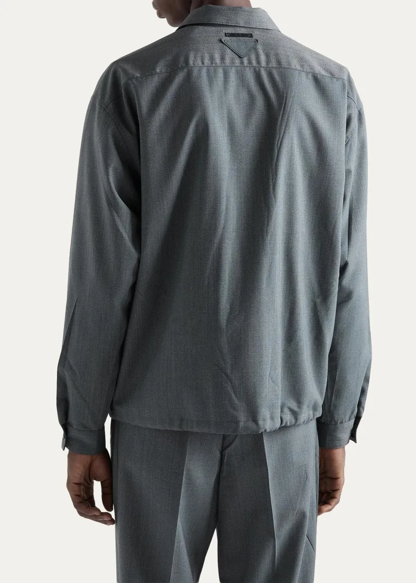 Prada Men's Ottoman Cotton Shirt | Thumbnail 3 Prada Men's Ottoman Cotton Shirt | Thumbnail 3