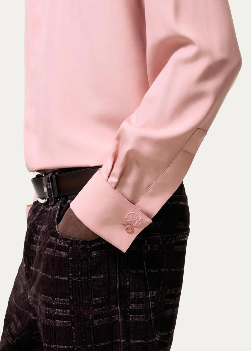 Burberry Men's Relaxed Fit Silk Shirt | Thumbnail 3
