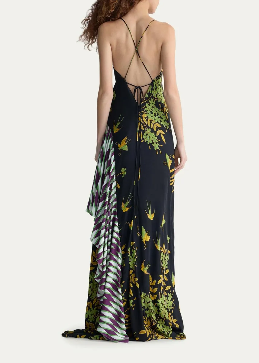 Diane von Furstenberg Veda Draped Mixed-Print Maxi Dress | Thumbnail 3